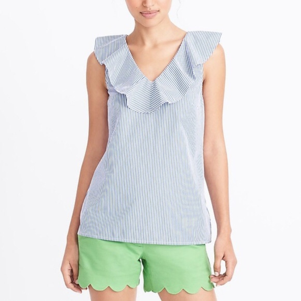 J. CREW women’s v-neck ruffle striped tank top